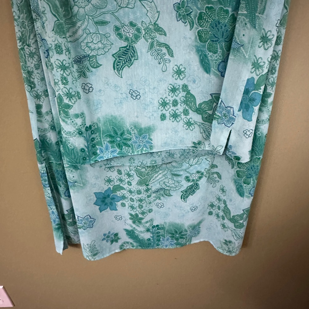 Pendleton Petite M Maxi Skirt Set Floral Two Piece Sleeveless Top Green Blue‎ - Picture 3 of 13
